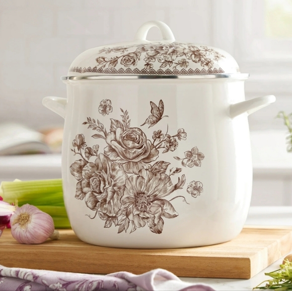💕 2025 The Pioneer Woman Agatha  Brown Floral Stock Pot - Picture 1 of 4